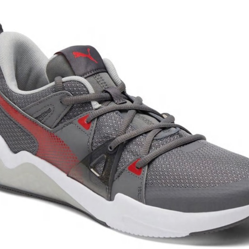 MEN'S PUMA CELL FRACTION SNEAKERS Size 12 Castlerock High Risk Red Shoes Grey